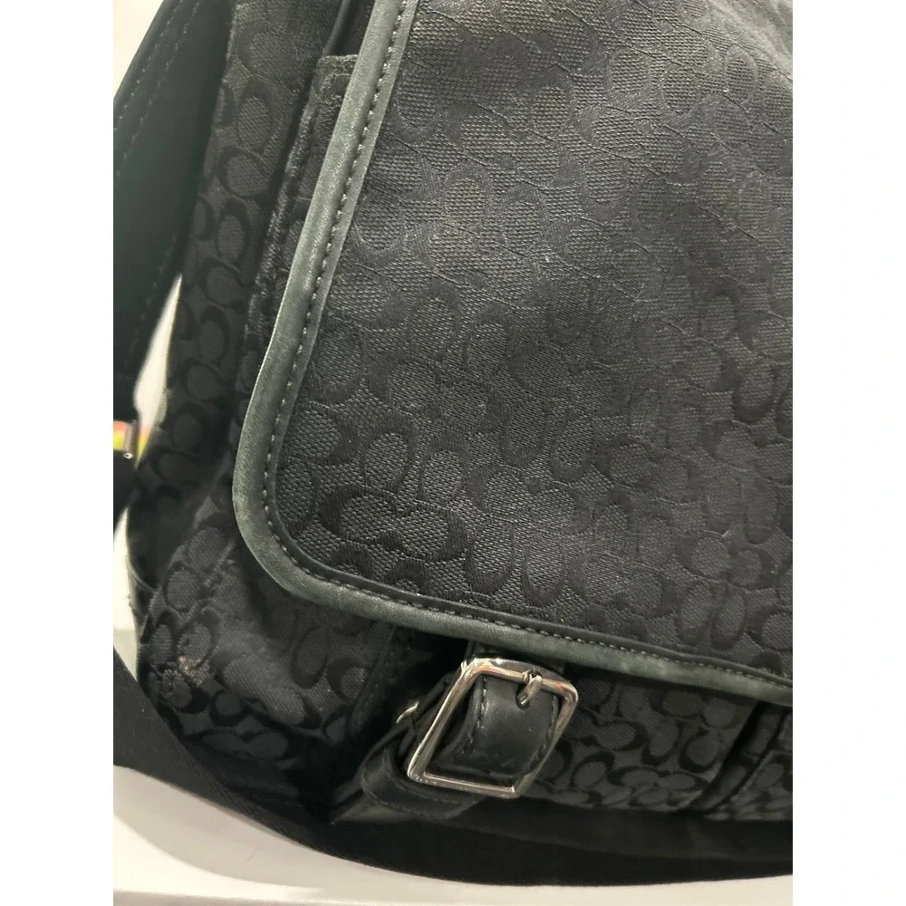 Coach Black Signature Canvas Messenger Bag Crossbody Laptop Bag